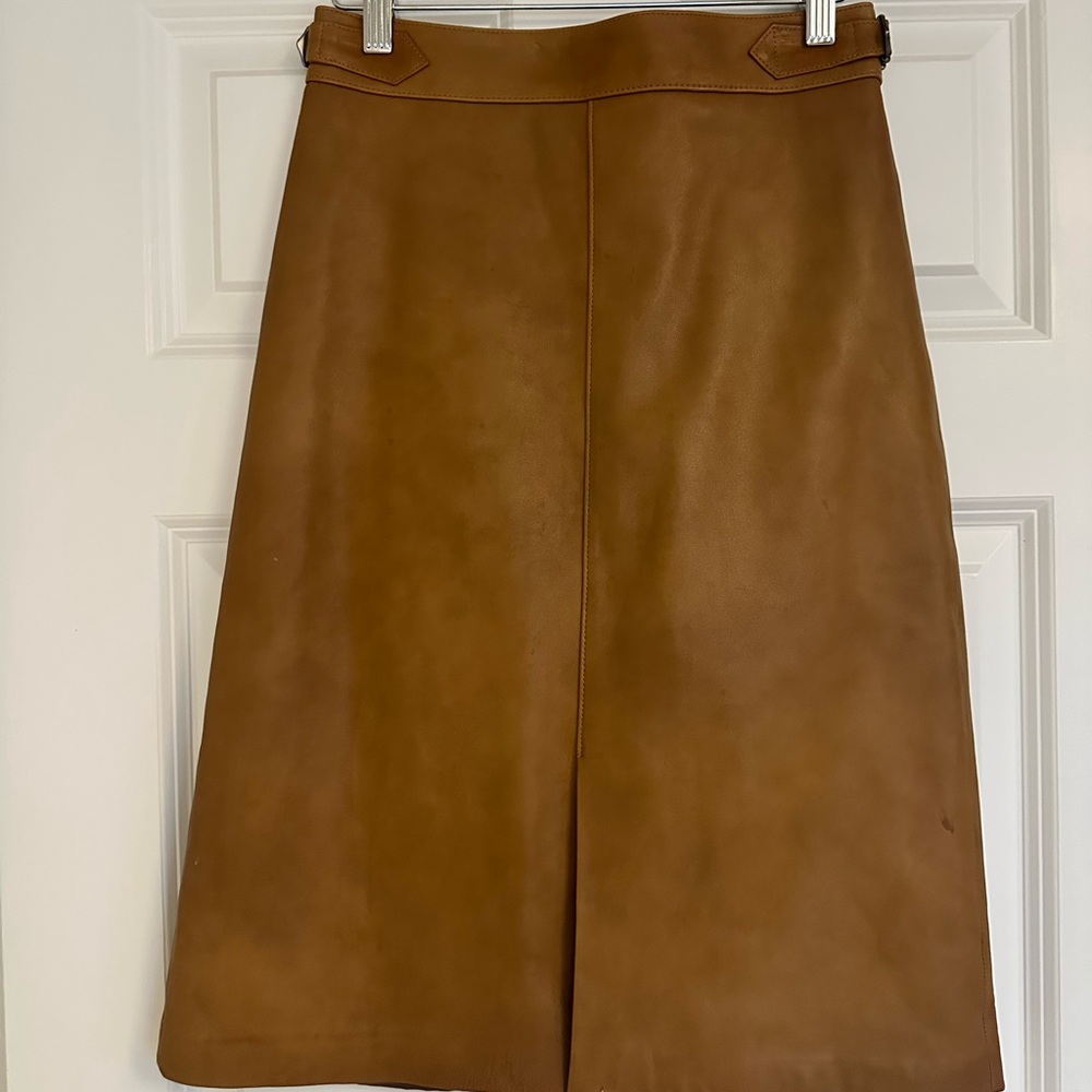 Nordstrom Signature Brown Leather Skirt Size 2